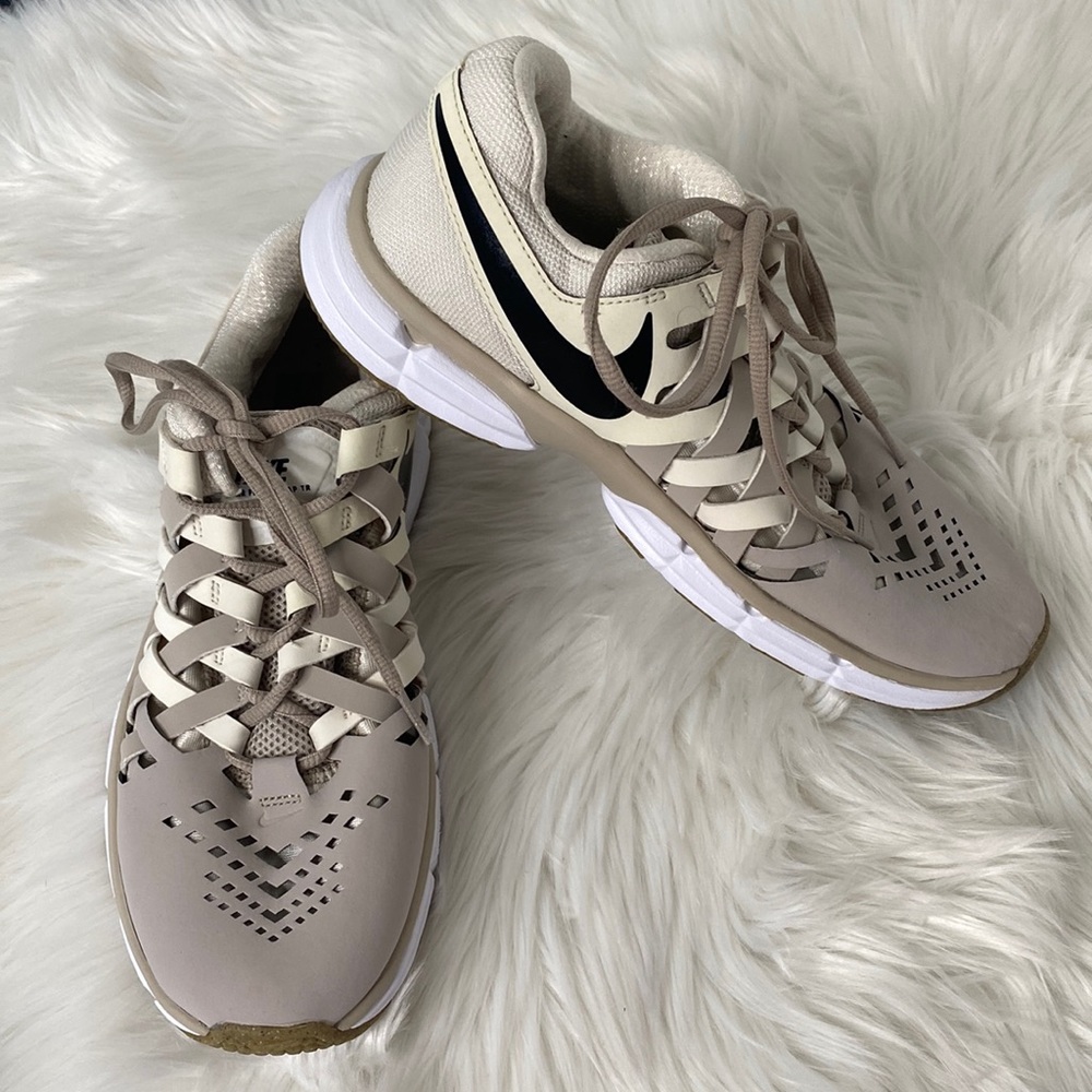 Nike Men's Athletic Sneakers in Beige, Black, and White